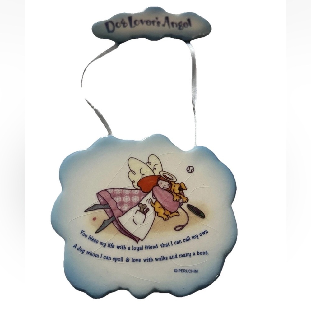 Michel & Company Peruchini Ceramic Ornament Angel Dog Lover Blessing VGUC Gift